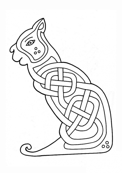 Celtic Cat Design coloring page image