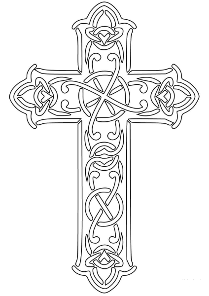 Celtic Designed Cross  coloring page image