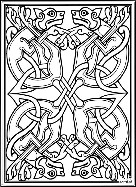 Celtic Dogs Design coloring page image