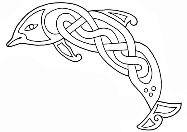 Celtic Dolphin Design coloring page image