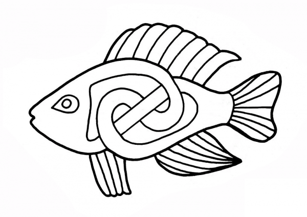 Celtic Fish Design coloring page image