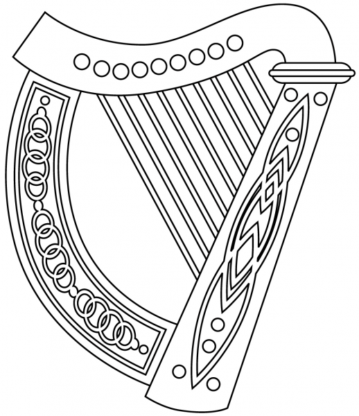 Celtic Harp coloring page image