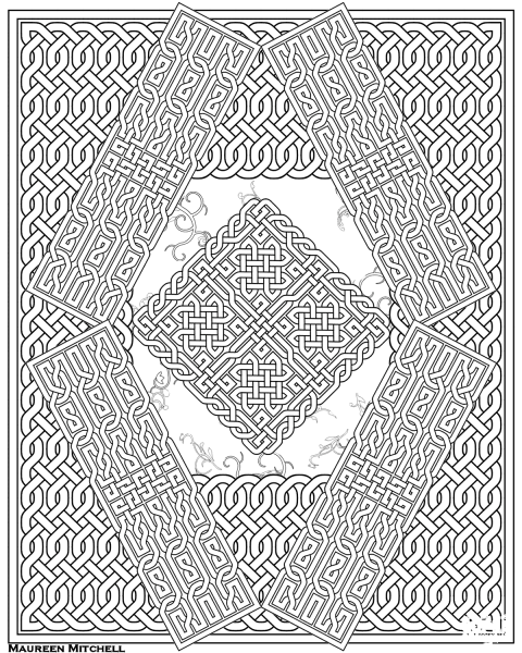 Celtic Knot Pattern coloring page image