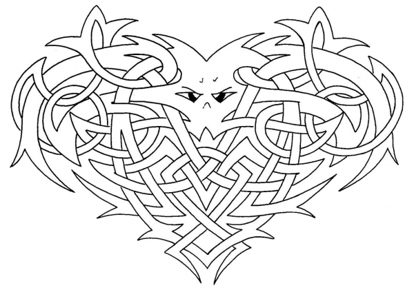 Celtic Knotwork Heart coloring page image