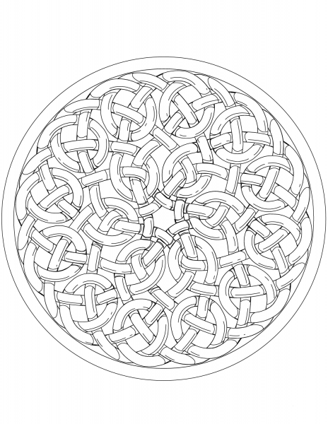 Celtic Knotwork Mandala coloring page image