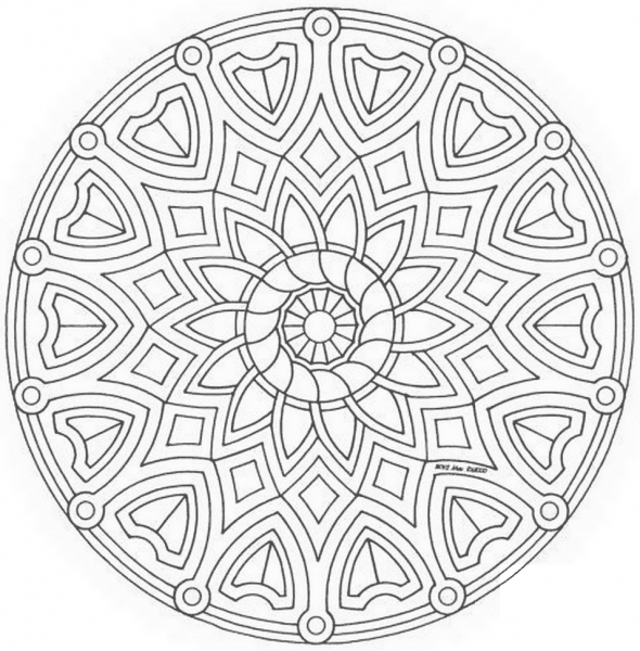 Celtic Mandala with Flower coloring page image