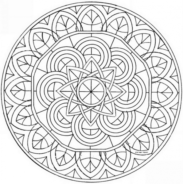 Celtic Mandala with Flower coloring page image