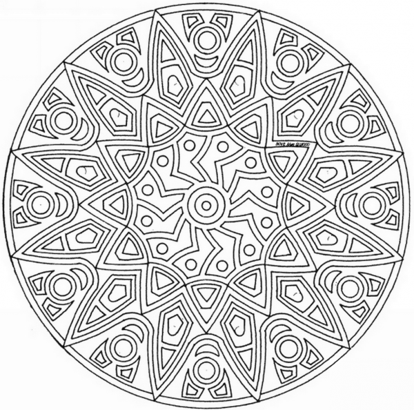 Celtic Mandala with Flower coloring page image