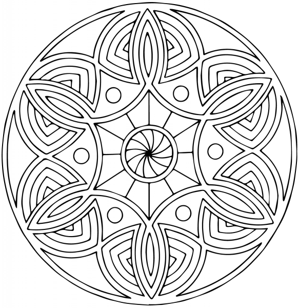 Celtic Mandala with Flower coloring page image