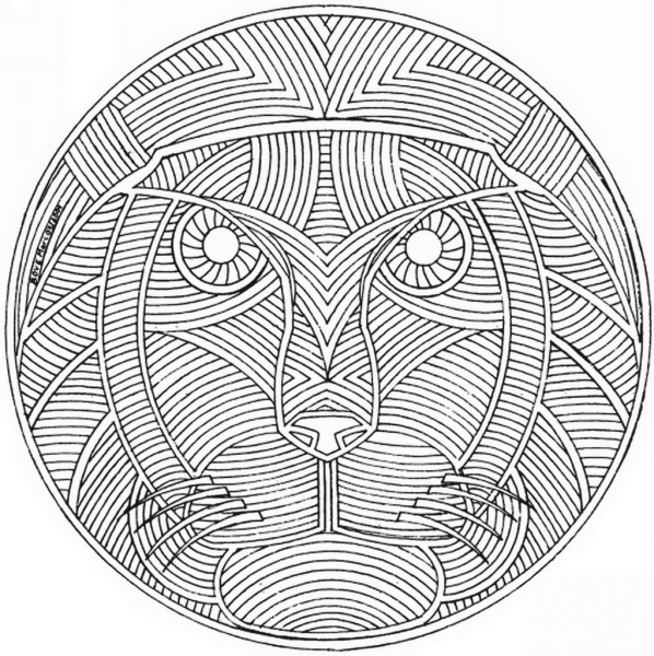 Celtic Mandala with Lion Face coloring page image