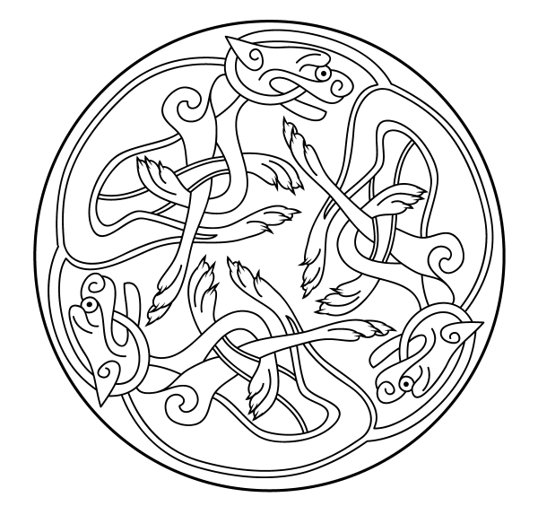 Celtic Ornament Design from Book of Kells coloring page image