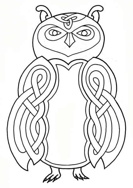Celtic Owl Design coloring page image
