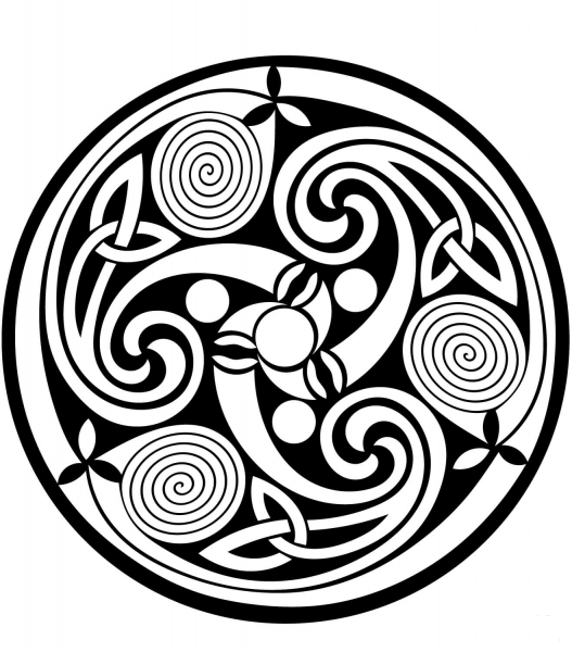 Celtic Spiral Mandala coloring page image