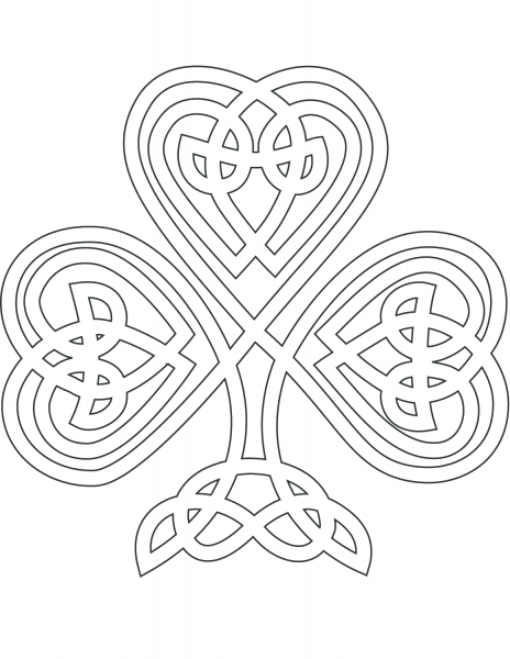 Celtic Style Shamrock coloring page image