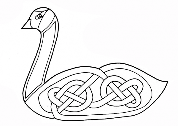 Celtic Swan Design coloring page image