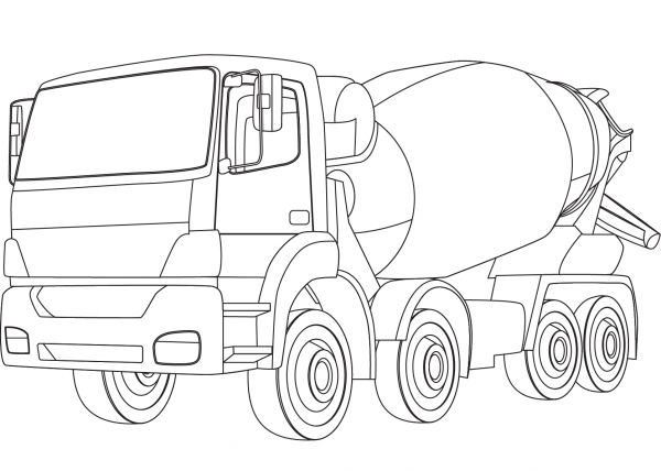 Cement Truck coloring page image