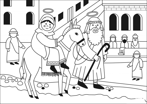 Census at Bethlehem coloring page image