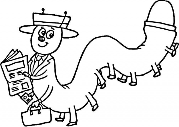 Centipede Reads a Book  coloring page image