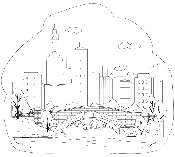 Central Park coloring page image