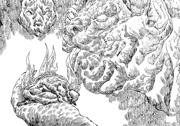 Cerberus and Demon Redemption coloring page image