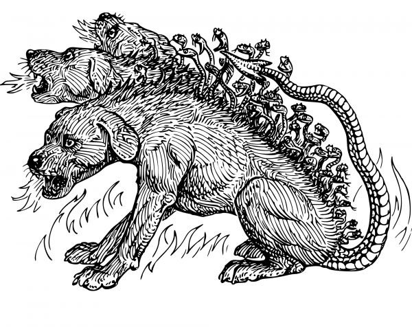 Cerberus coloring page image