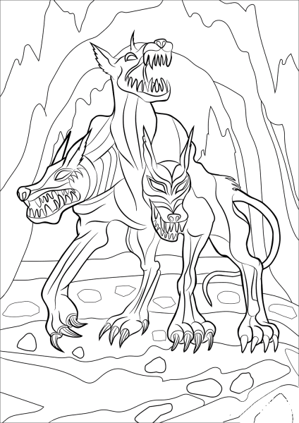 Cerberus coloring page image