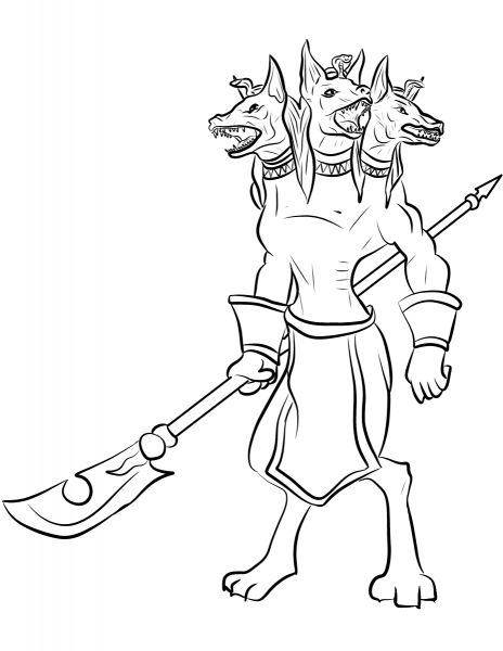 Cerberus coloring page image