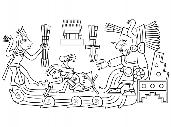 Chalchiuhtlicue Aztec Goddess of Water coloring page image