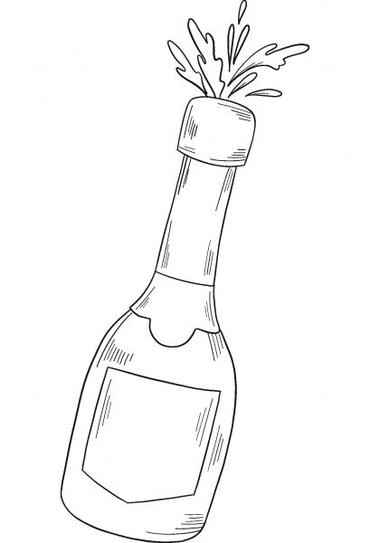 Champagne Bottle coloring page image