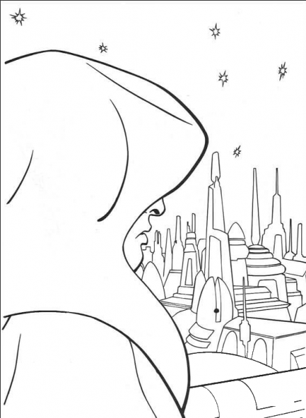Chancellor Palpatine in Coruscant coloring page image