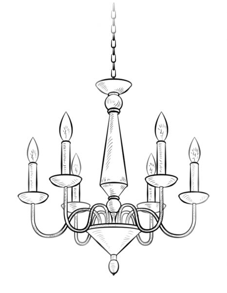 Chandelier coloring page image