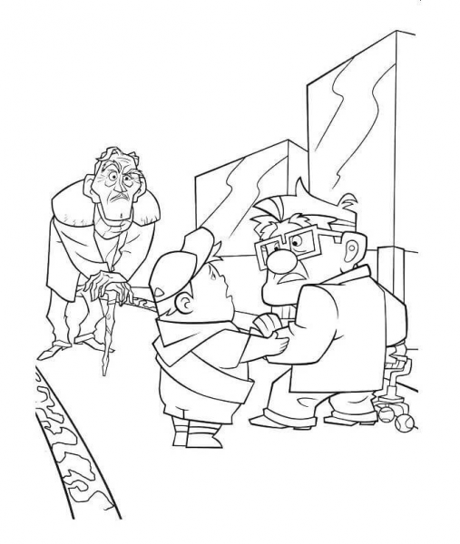 Charles F Muntz Is Watching Russell And Carl  coloring page image