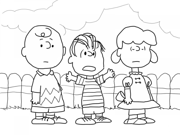 Charlie Brown, Lucy and Linus coloring page image