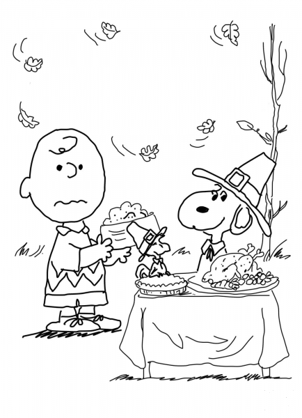 Charlie Brown Thanksgiving coloring page image