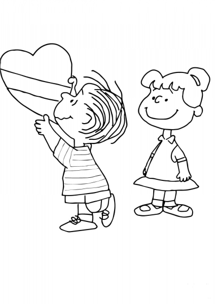 Charlie Brown Valentine coloring page image