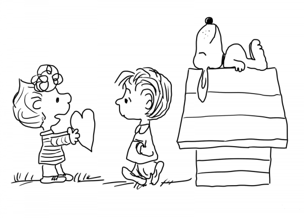 Charlie Brown Valentine’s Day coloring page image