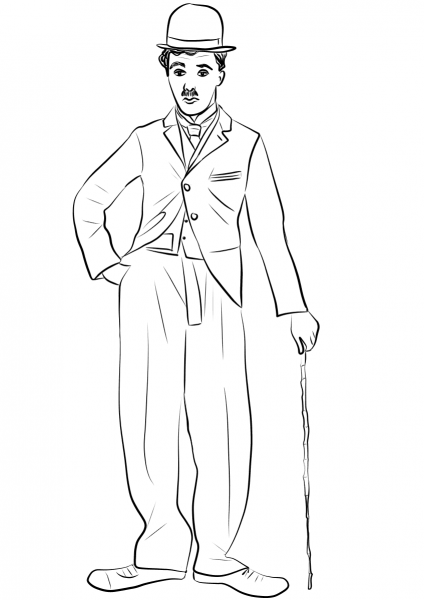 Charlie Chaplin coloring page image