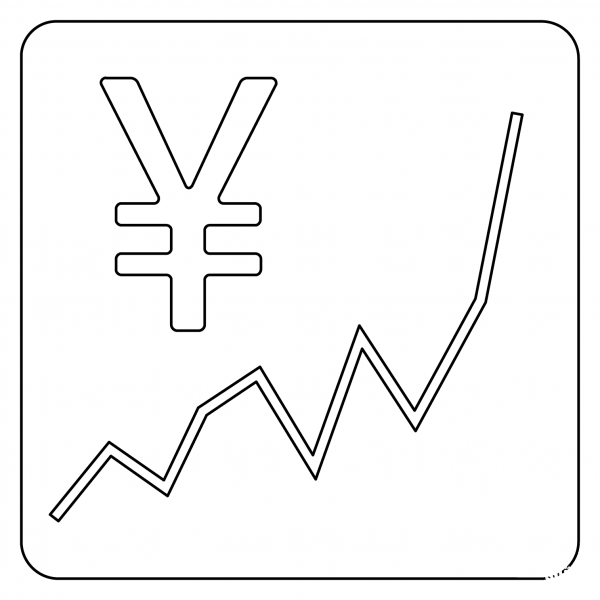 Chart Increasing with Yen Emoji coloring page image