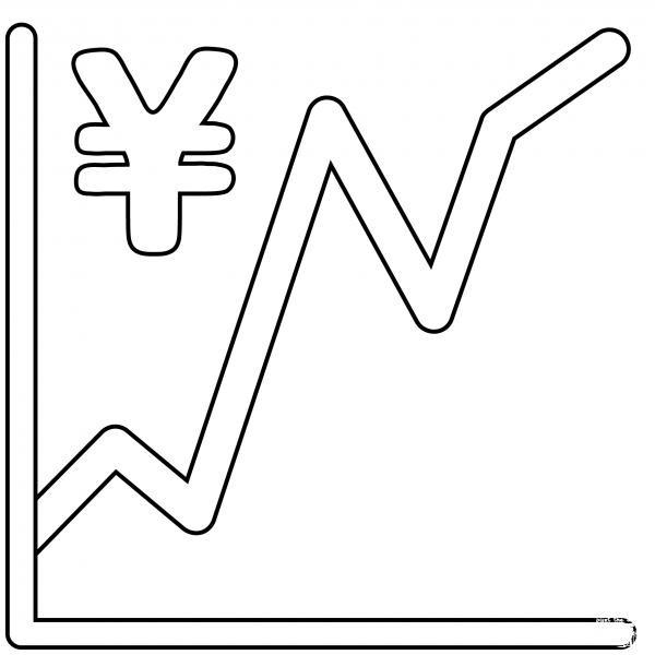 Chart Increasing with Yen Emoji coloring page image