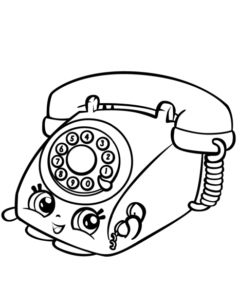 Chatter Rotary Telephone Shopkin coloring page image