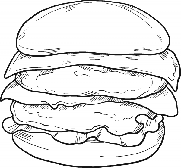 Cheeseburger coloring page image