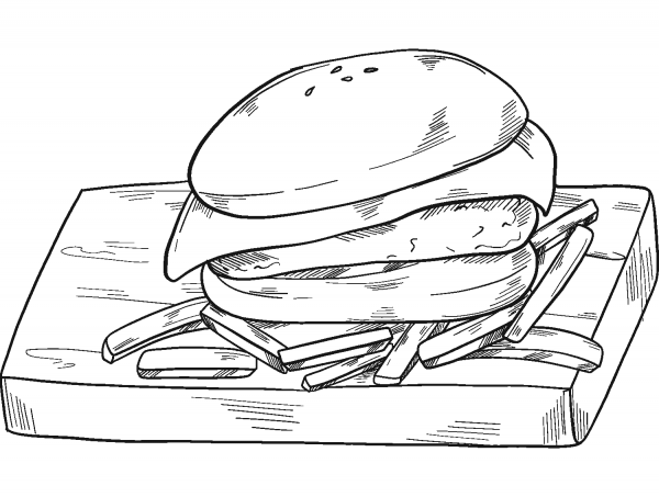 Cheeseburger coloring page image