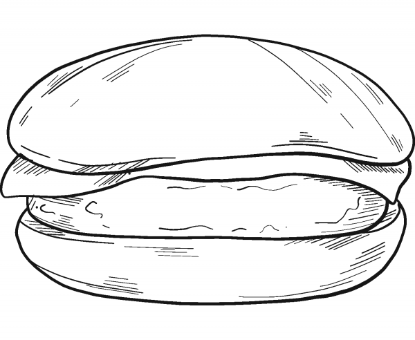 Cheeseburger coloring page image