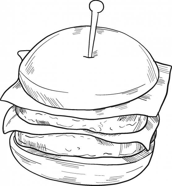Cheeseburger coloring page image