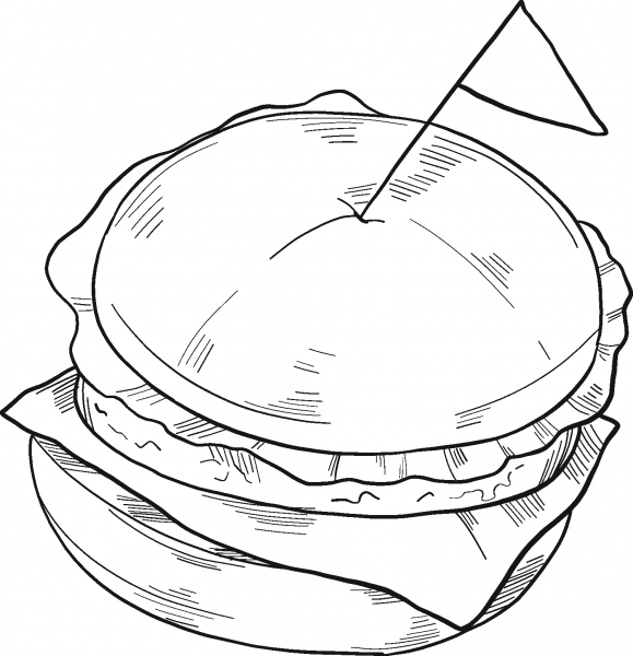 Cheeseburger coloring page image