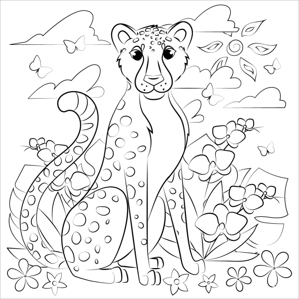 Cheetah coloring page image