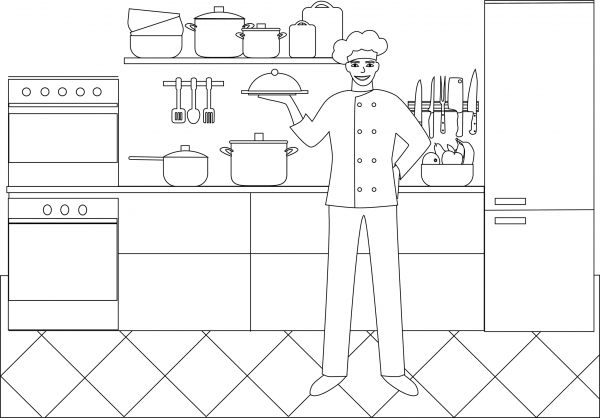 Chef coloring page image