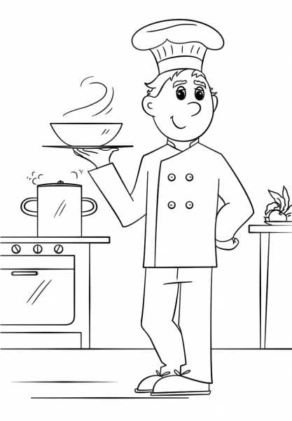 Chef coloring page image