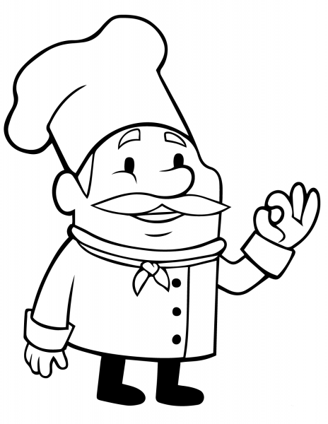 Chef with a Mustache coloring page image