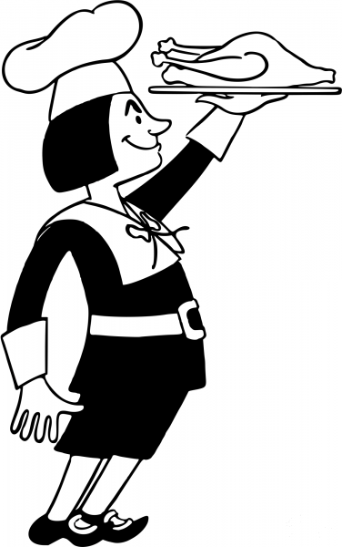 Chef with Turkey coloring page image